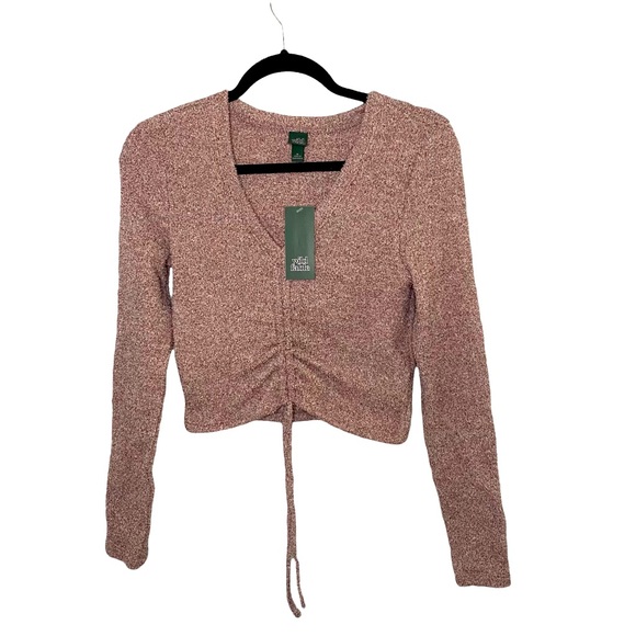 wild fable Sweaters - Wild Fable Cozy Pink V-Neck Sweater with Drawstring - Size Medium, NWT